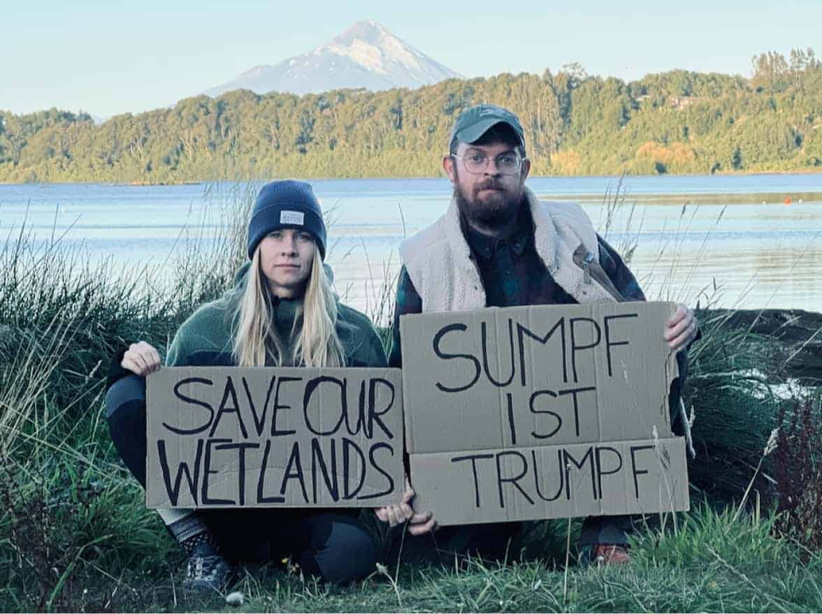 Anni and Alex with German sign 